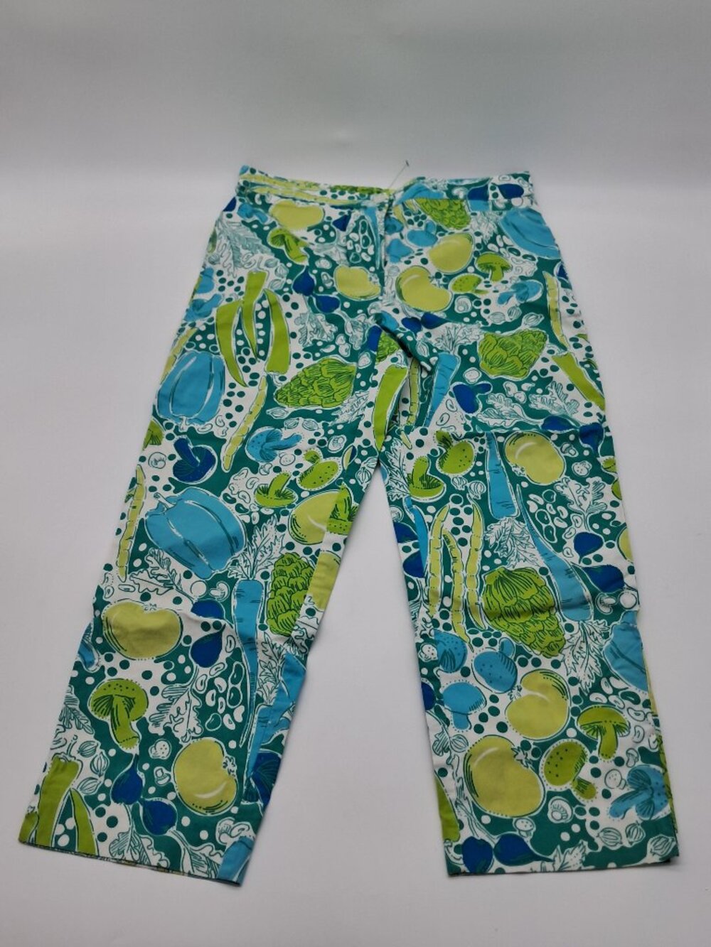 Lilly Pulitzer Steamed Vegetable Capri Pants Size 6 Green/Blue/Teal - Picture 2 of 8